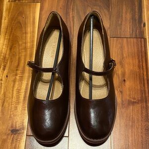 NEW Brown Mary Jane Leather Size 8.5 Women’s Flats